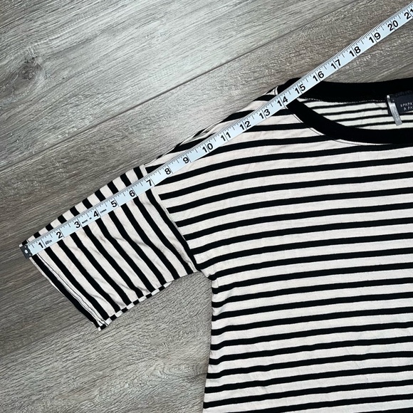 Sparkle & Fade Striped Elbow Sleeve Shirt Small Black Cream - Picture 7 of 13